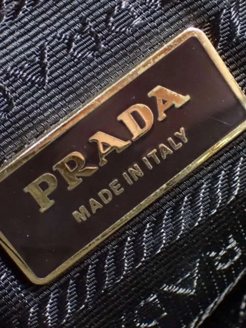 Prada Geometric Canvas & Deerskin Leather Tote